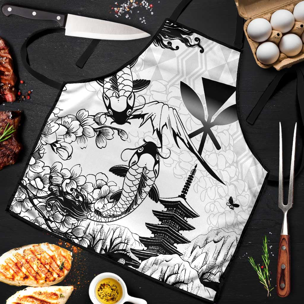 Japan And Hawaii Apron Sakura Koi Fish Hawaiian Lei Kanaka - Polynesian Pride
