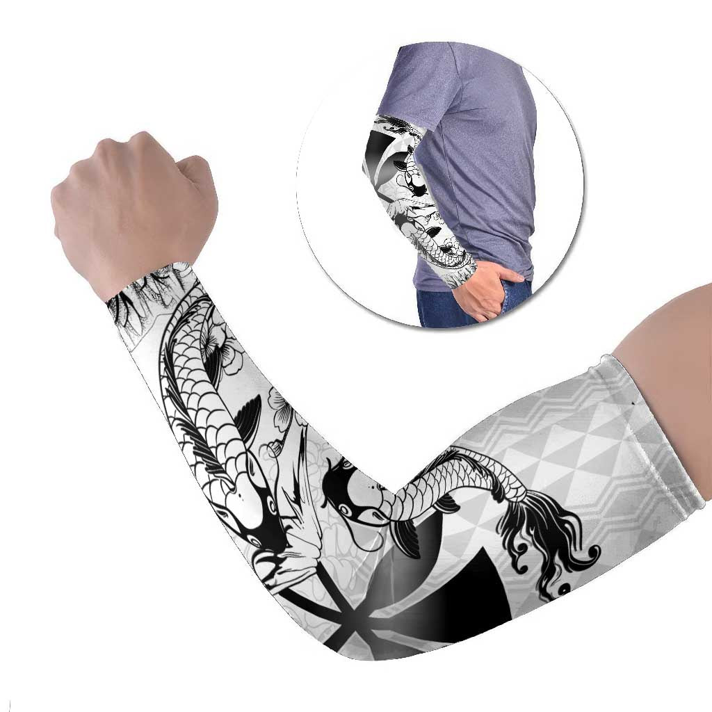 Japan And Hawaii Arm Sleeves Sakura Koi Fish Hawaiian Lei Kanaka - Polynesian Pride
