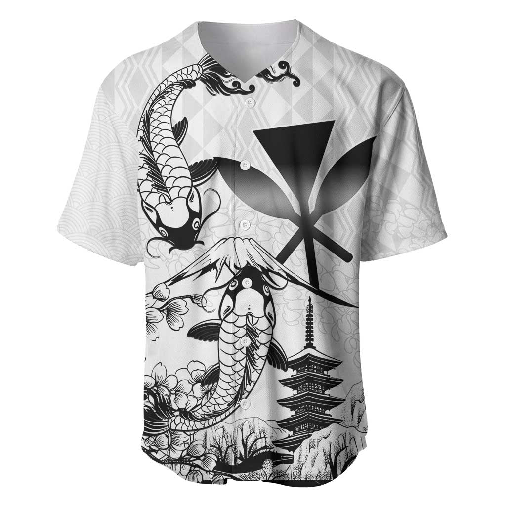 Japan And Hawaii Baseball Jersey Sakura Koi Fish Hawaiian Lei Kanaka - Polynesian Pride