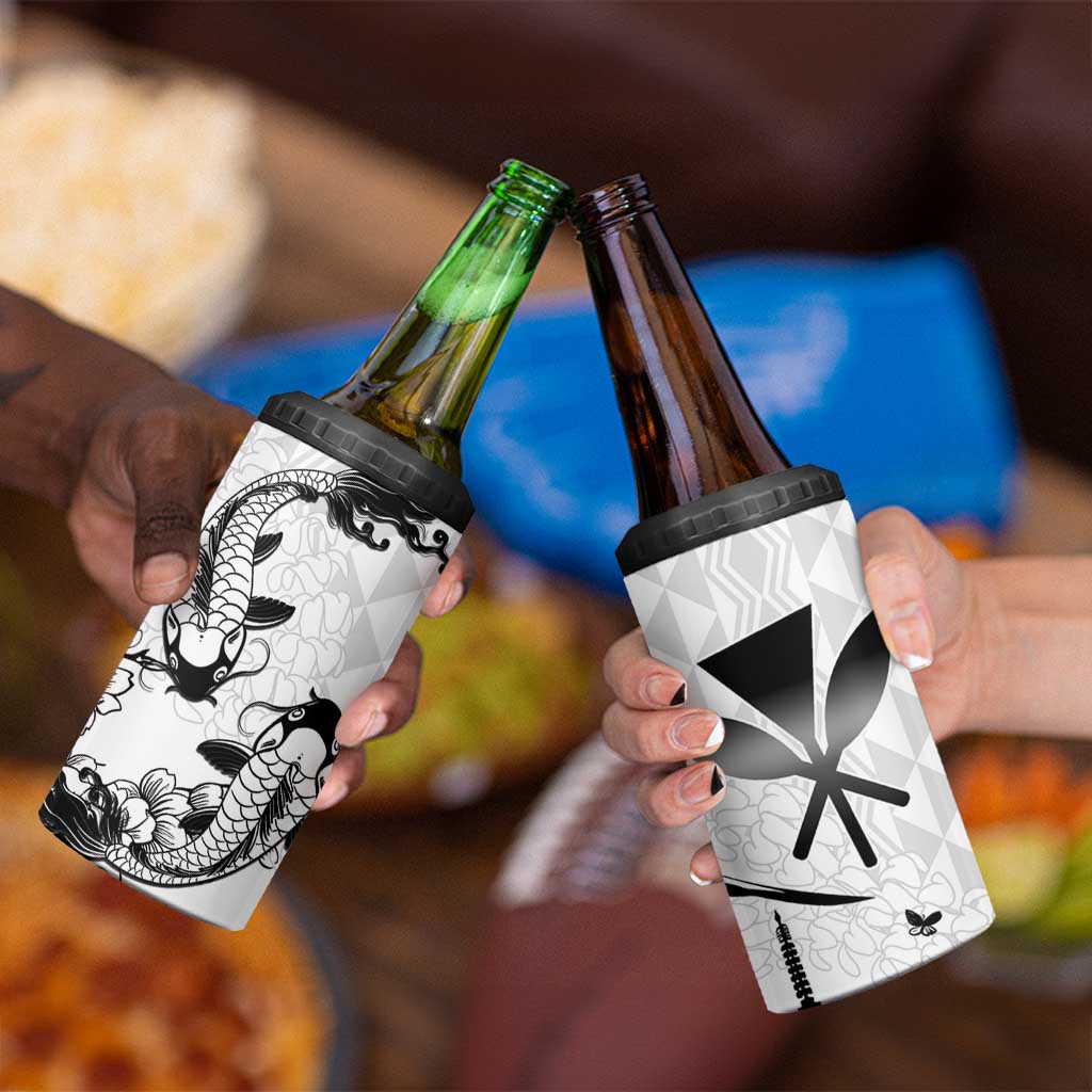 Japan And Hawaii 4 in 1 Can Cooler Tumbler Sakura Koi Fish Hawaiian Lei Kanaka - Polynesian Pride