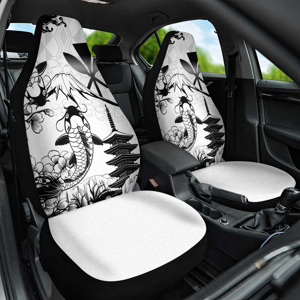 Japan And Hawaii Car Seat Cover Sakura Koi Fish Hawaiian Lei Kanaka - Polynesian Pride