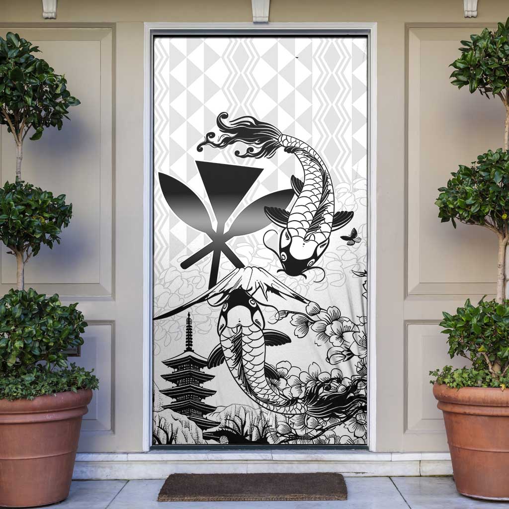 Japan And Hawaii Door Cover Sakura Koi Fish Hawaiian Lei Kanaka - Polynesian Pride