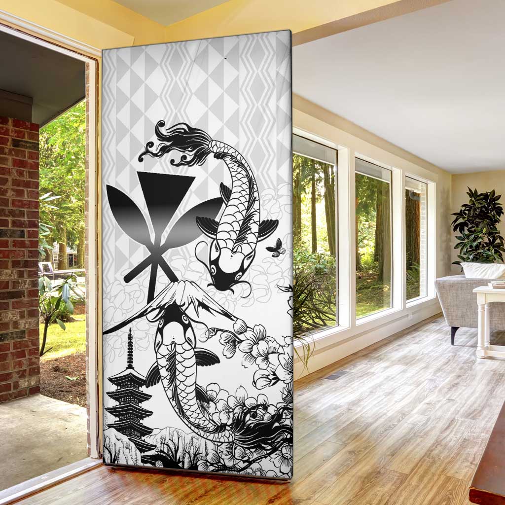 Japan And Hawaii Door Cover Sakura Koi Fish Hawaiian Lei Kanaka - Polynesian Pride