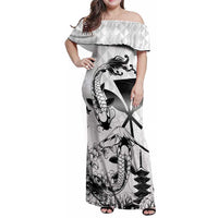 Japan And Hawaii Family Matching Off Shoulder Maxi Dress and Hawaiian Shirt Sakura Koi Fish Hawaiian Lei Kanaka - Polynesian Pride