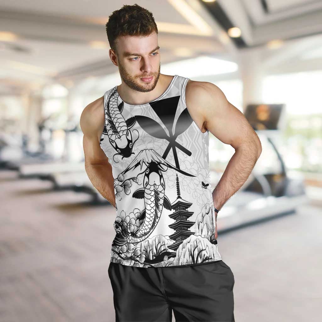 Japan And Hawaii Men Tank Top Sakura Koi Fish Hawaiian Lei Kanaka - Polynesian Pride
