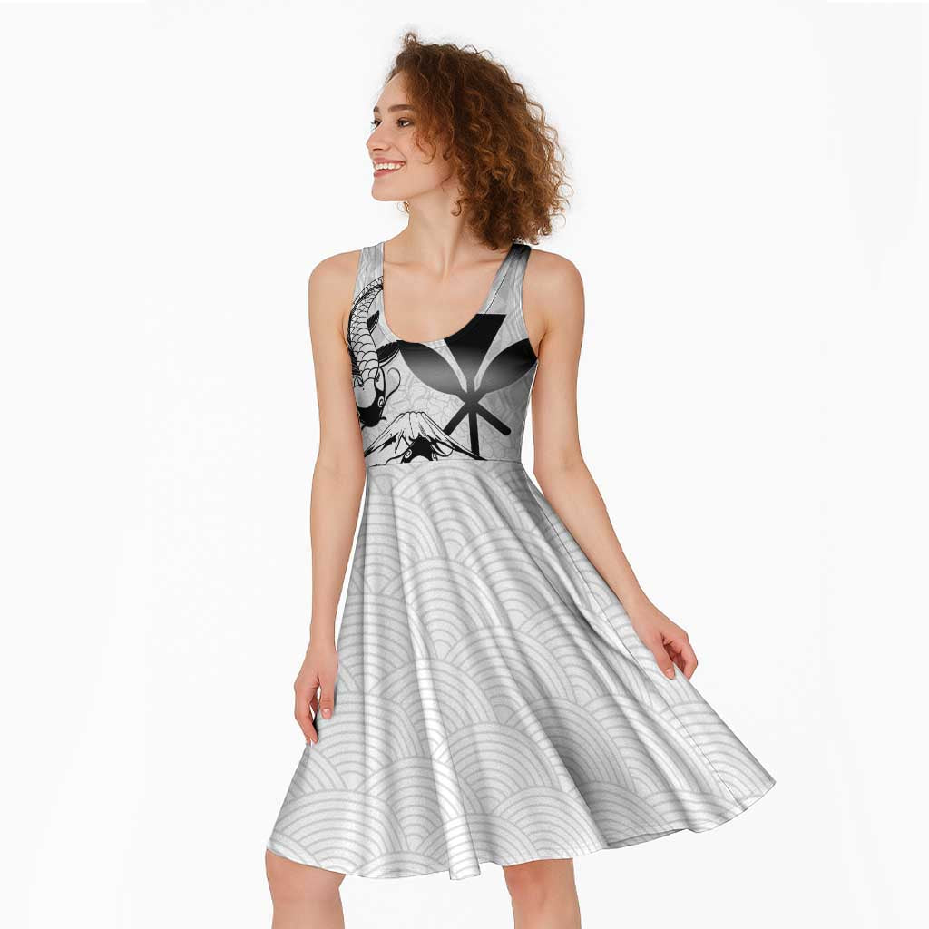 Japan And Hawaii Midi Dress Sakura Koi Fish Hawaiian Lei Kanaka - Polynesian Pride