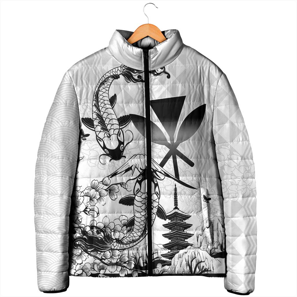 Japan And Hawaii Padded Jacket Sakura Koi Fish Hawaiian Lei Kanaka LT14 - Polynesian Pride