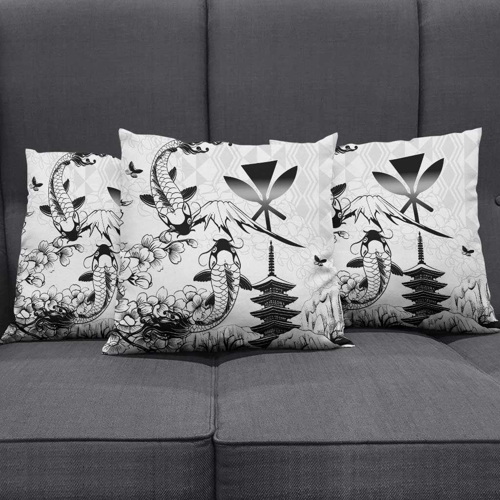 Japan And Hawaii Pillow Cover Sakura Koi Fish Hawaiian Lei Kanaka - Polynesian Pride