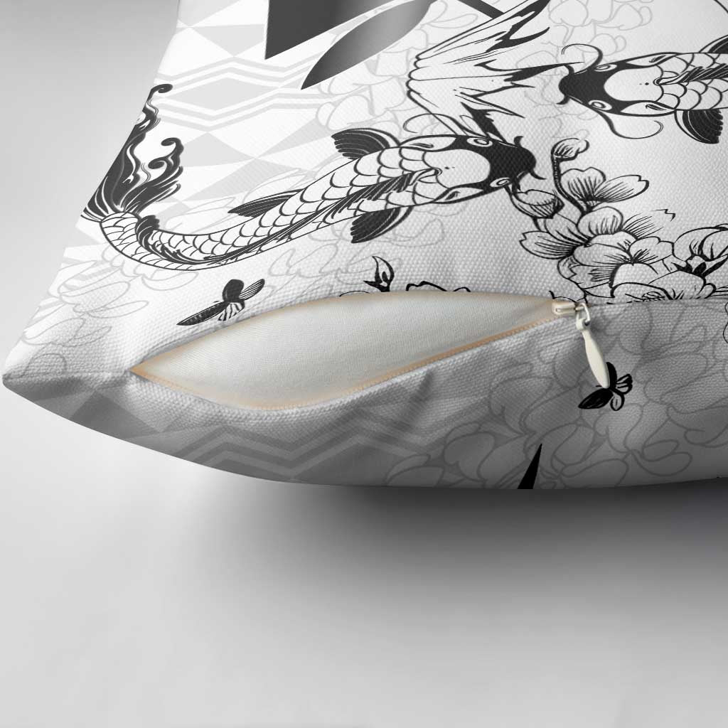 Japan And Hawaii Pillow Cover Sakura Koi Fish Hawaiian Lei Kanaka - Polynesian Pride
