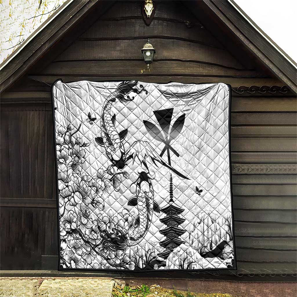 Japan And Hawaii Quilt Sakura Koi Fish Hawaiian Lei Kanaka - Polynesian Pride