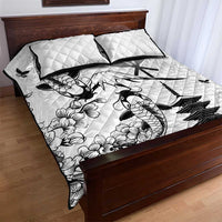 Japan And Hawaii Quilt Bed Set Sakura Koi Fish Hawaiian Lei Kanaka - Polynesian Pride