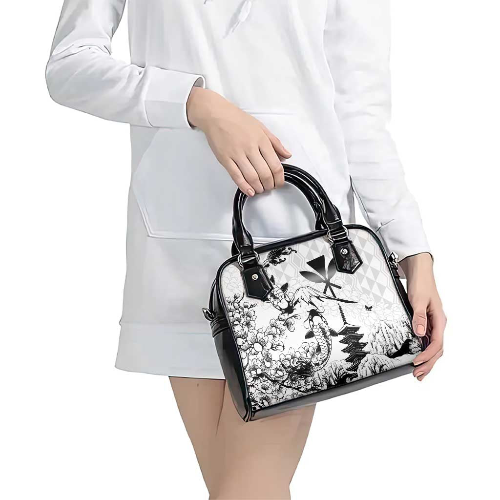 Japan And Hawaii Shoulder Handbag Sakura Koi Fish Hawaiian Lei Kanaka - Polynesian Pride