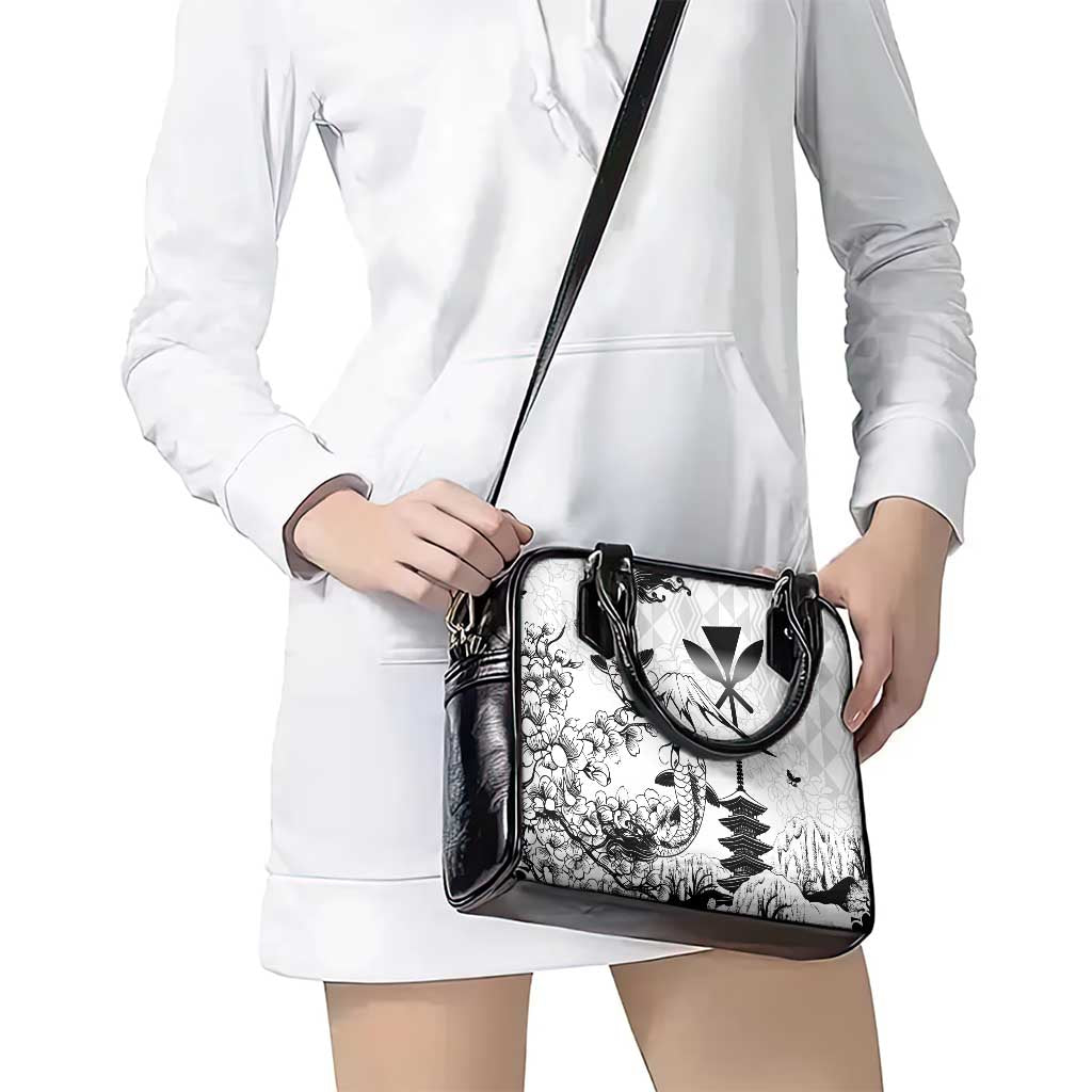 Japan And Hawaii Shoulder Handbag Sakura Koi Fish Hawaiian Lei Kanaka - Polynesian Pride