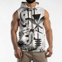 Japan And Hawaii Sleeveless Zip Hoodie Sakura Koi Fish Hawaiian Lei Kanaka - Polynesian Pride
