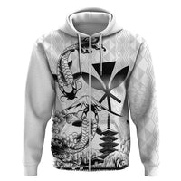 Japan And Hawaii Zip Hoodie Sakura Koi Fish Hawaiian Lei Kanaka - Polynesian Pride