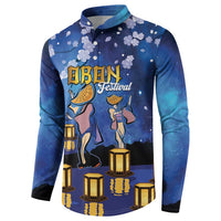 Japan Obon Festival Button Sweatshirt Sakura Lanterns With Bon Dance LT14 - Polynesian Pride