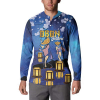 Japan Obon Festival Button Sweatshirt Sakura Lanterns With Bon Dance LT14 - Polynesian Pride