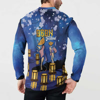 Japan Obon Festival Button Sweatshirt Sakura Lanterns With Bon Dance LT14 - Polynesian Pride