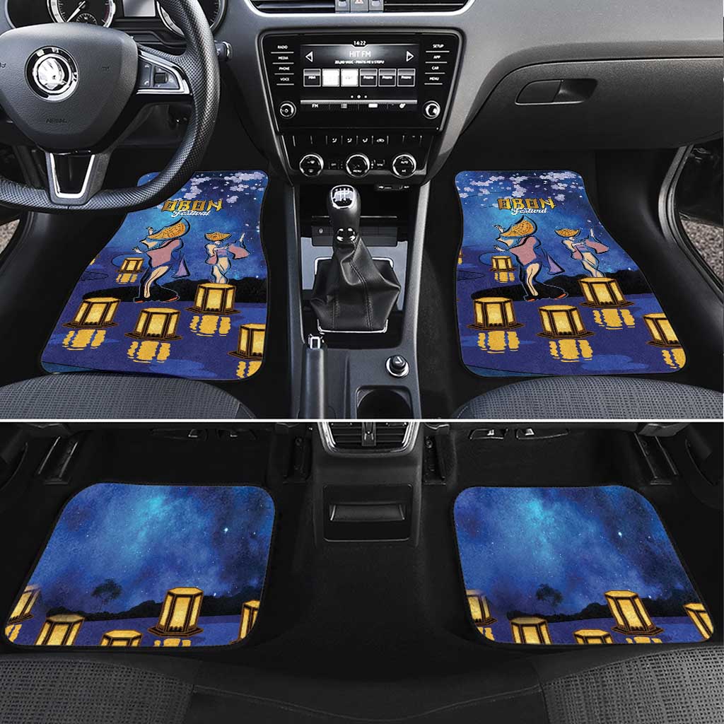 Japan Obon Festival Car Mats Sakura Lanterns With Bon Dance LT14 Set 4pcs Blue - Polynesian Pride