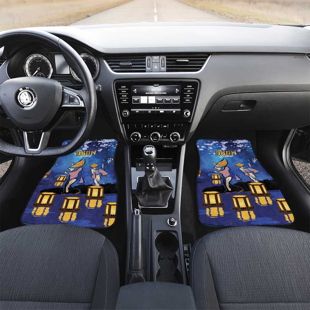 Japan Obon Festival Car Mats Sakura Lanterns With Bon Dance LT14 Set 2pcs - Front Blue - Polynesian Pride