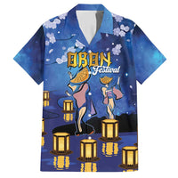 Japan Obon Festival Family Matching Long Sleeve Bodycon Dress and Hawaiian Shirt Sakura Lanterns With Bon Dance LT14 Dad's Shirt - Short Sleeve Blue - Polynesian Pride