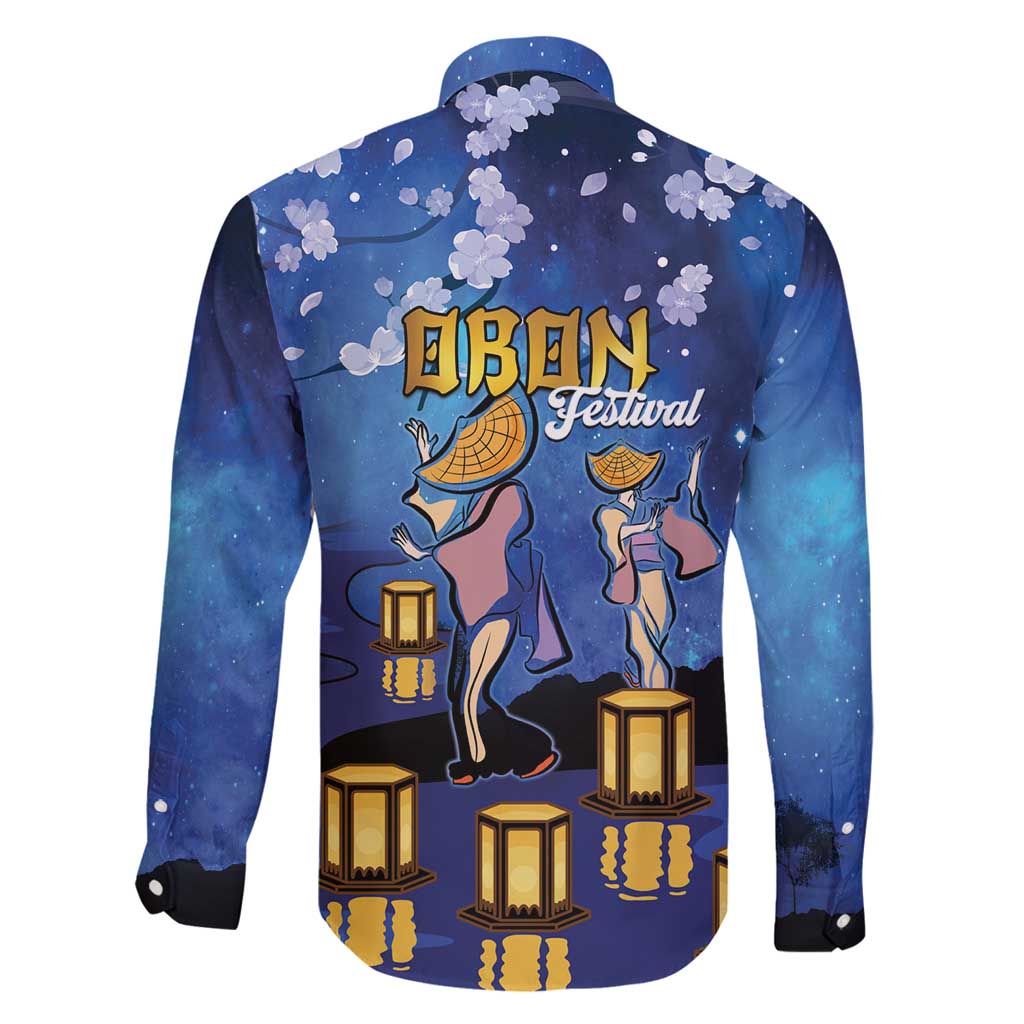 Japan Obon Festival Family Matching Long Sleeve Bodycon Dress and Hawaiian Shirt Sakura Lanterns With Bon Dance LT14 - Polynesian Pride