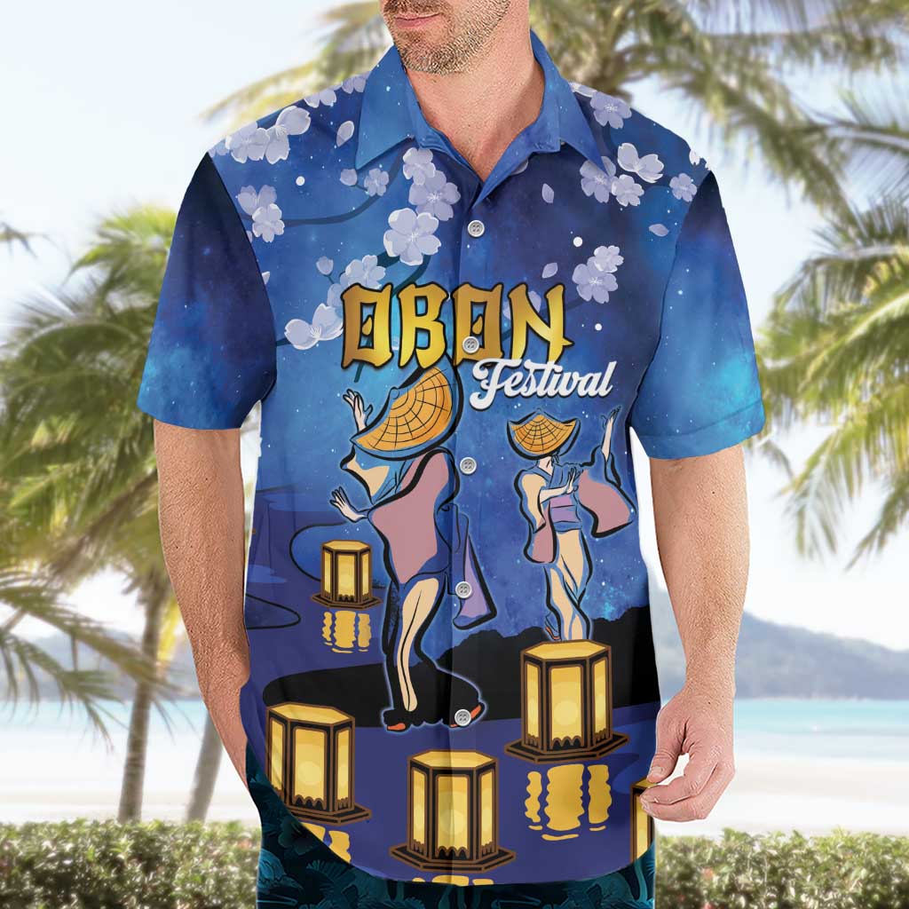 Japan Obon Festival Hawaiian Shirt Sakura Lanterns With Bon Dance - Polynesian Pride