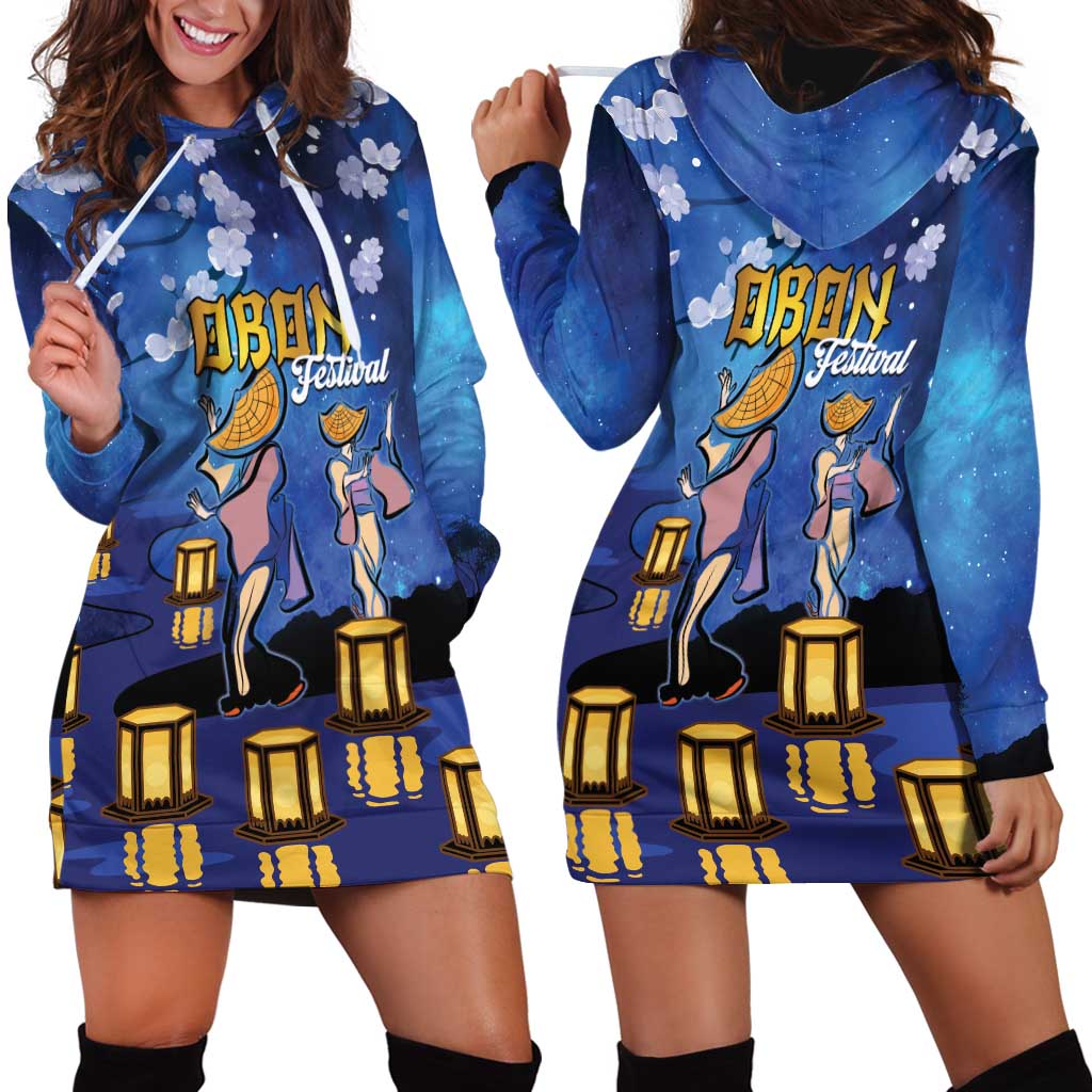 Japan Obon Festival Hoodie Dress Sakura Lanterns With Bon Dance - Polynesian Pride