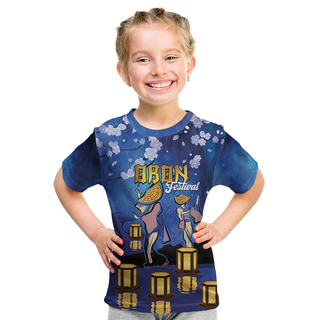 Japan Obon Festival Kid T Shirt Sakura Lanterns With Bon Dance - Polynesian Pride