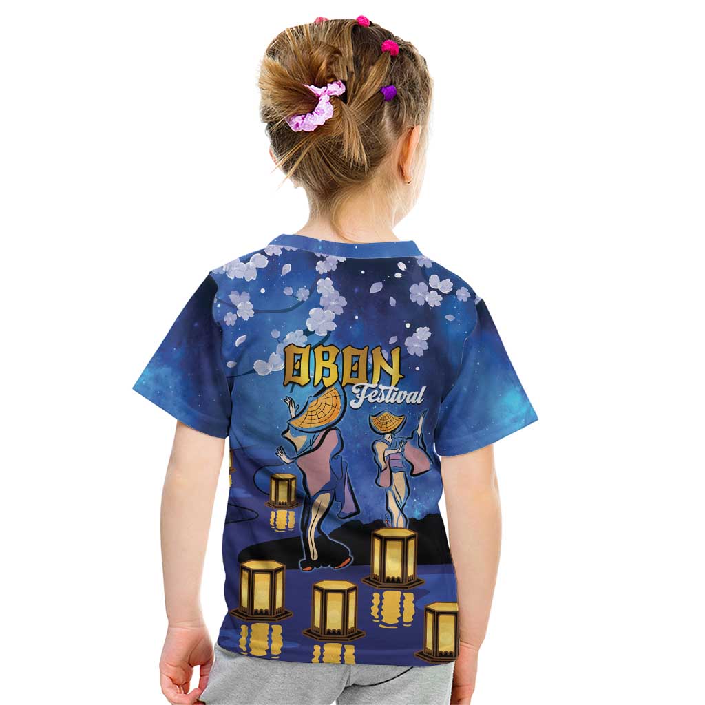 Japan Obon Festival Kid T Shirt Sakura Lanterns With Bon Dance LT14 - Polynesian Pride