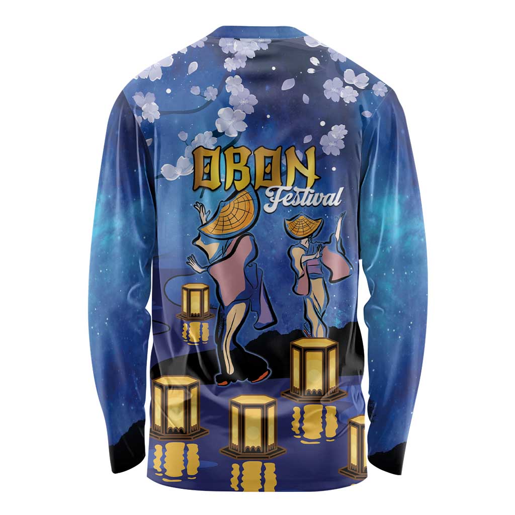 Japan Obon Festival Long Sleeve Shirt Sakura Lanterns With Bon Dance - Polynesian Pride