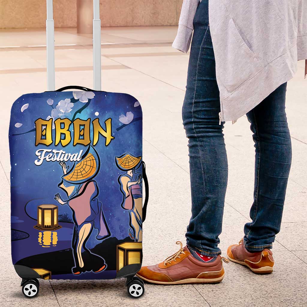 Japan Obon Festival Luggage Cover Sakura Lanterns With Bon Dance - Polynesian Pride