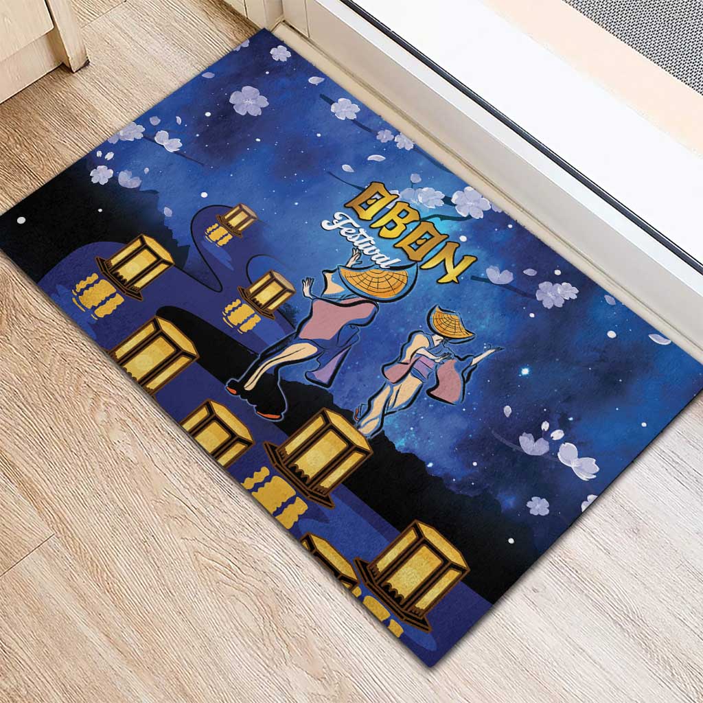 Japan Obon Festival Rubber Doormat Sakura Lanterns With Bon Dance - Polynesian Pride