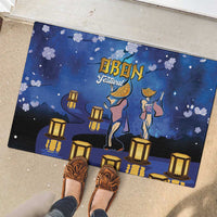 Japan Obon Festival Rubber Doormat Sakura Lanterns With Bon Dance - Polynesian Pride
