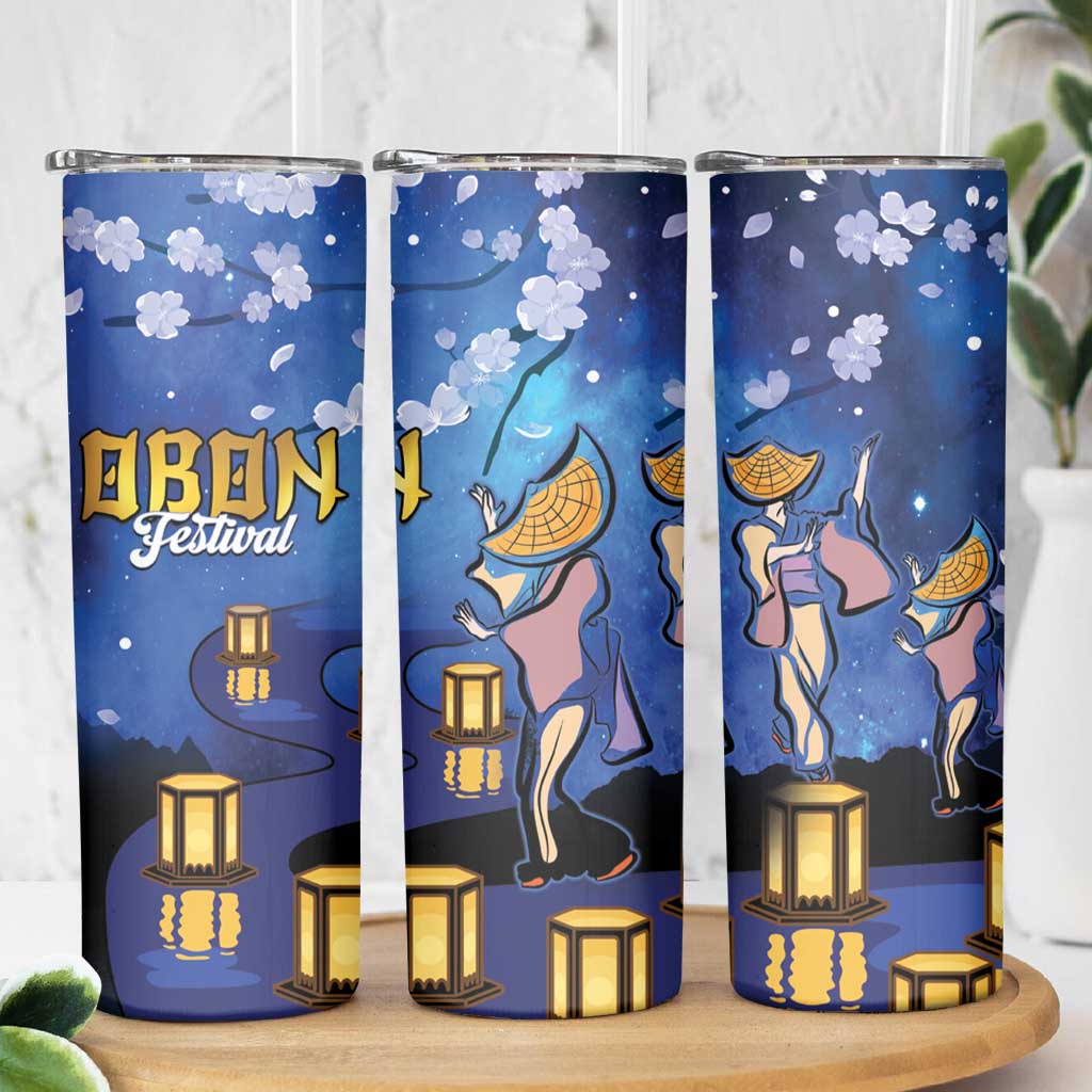 Japan Obon Festival Skinny Tumbler Sakura Lanterns With Bon Dance LT14 - Polynesian Pride