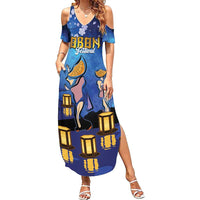 Japan Obon Festival Summer Maxi Dress Sakura Lanterns With Bon Dance - Polynesian Pride