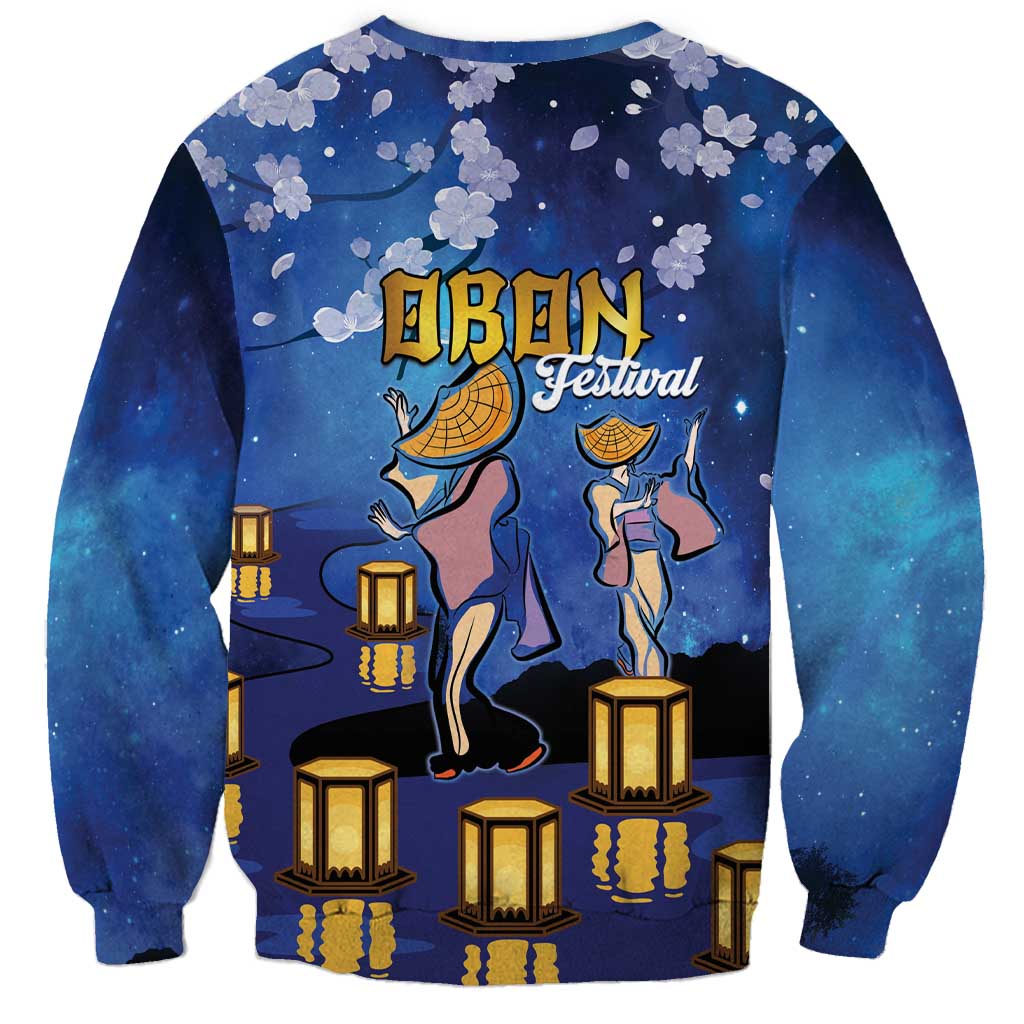 Japan Obon Festival Sweatshirt Sakura Lanterns With Bon Dance - Polynesian Pride