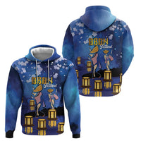 Japan Obon Festival Zip Hoodie Sakura Lanterns With Bon Dance - Polynesian Pride