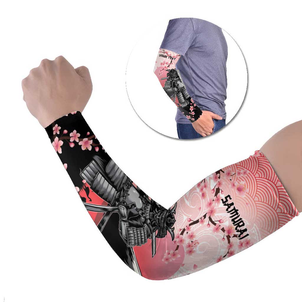 Personalised Japan Samurai Warrior Arm Sleeves Japanese Cherry Blossom Polynesian Pattern - Polynesian Pride