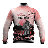 Personalised Japan Samurai Warrior Baseball Jacket Japanese Cherry Blossom Polynesian Pattern LT14 - Polynesian Pride