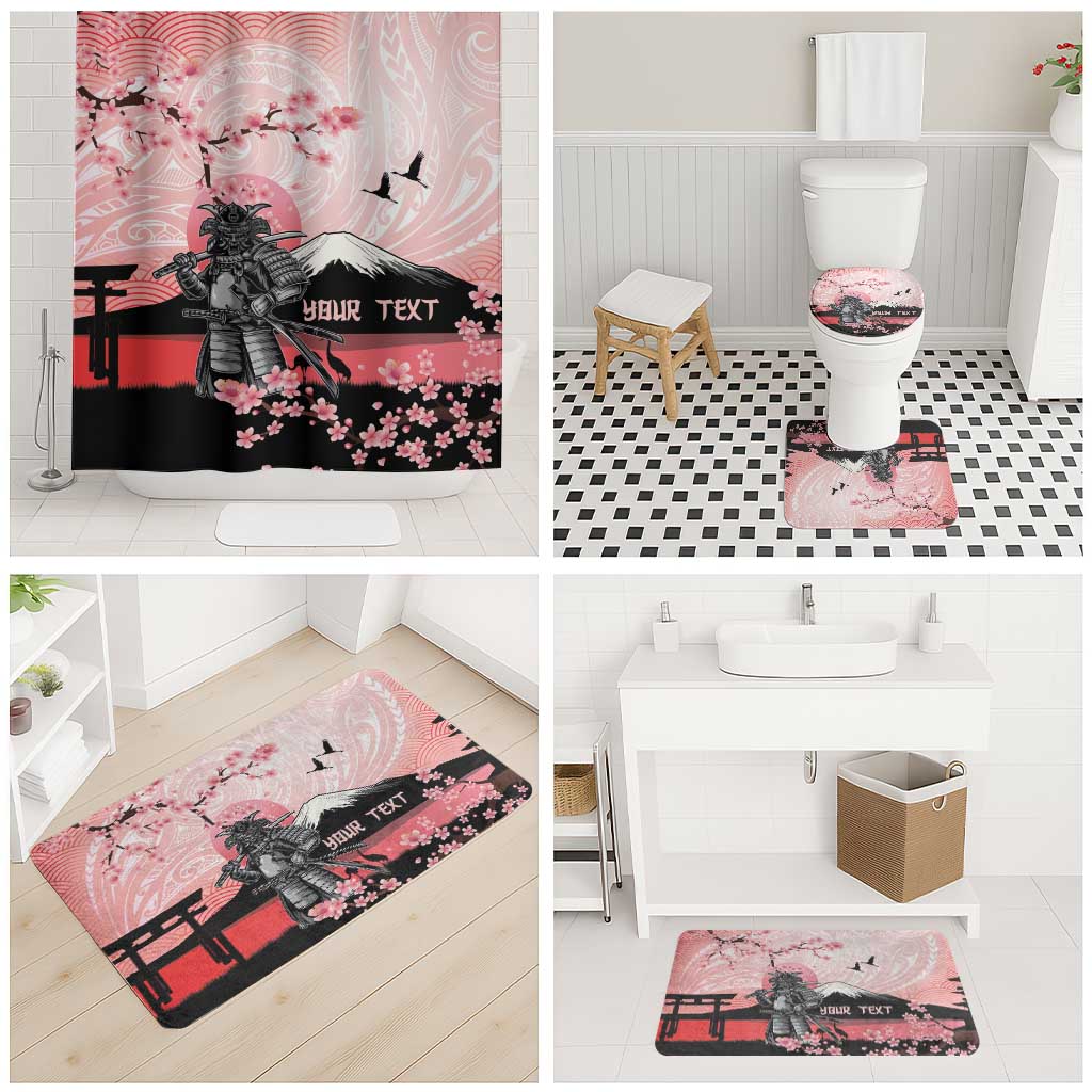 Personalised Japan Samurai Warrior Bathroom Set Japanese Cherry Blossom Polynesian Pattern - Polynesian Pride
