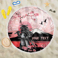 Personalised Japan Samurai Warrior Beach Blanket Japanese Cherry Blossom Polynesian Pattern - Polynesian Pride