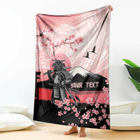 Personalised Japan Samurai Warrior Blanket Japanese Cherry Blossom Polynesian Pattern - Polynesian Pride