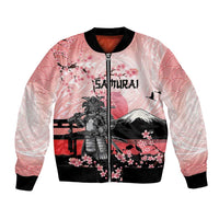 Personalised Japan Samurai Warrior Bomber Jacket Japanese Cherry Blossom Polynesian Pattern LT14 Unisex Pink - Polynesian Pride