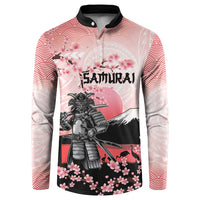 Personalised Japan Samurai Warrior Button Sweatshirt Japanese Cherry Blossom Polynesian Pattern - Polynesian Pride
