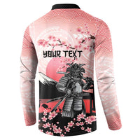 Personalised Japan Samurai Warrior Button Sweatshirt Japanese Cherry Blossom Polynesian Pattern - Polynesian Pride