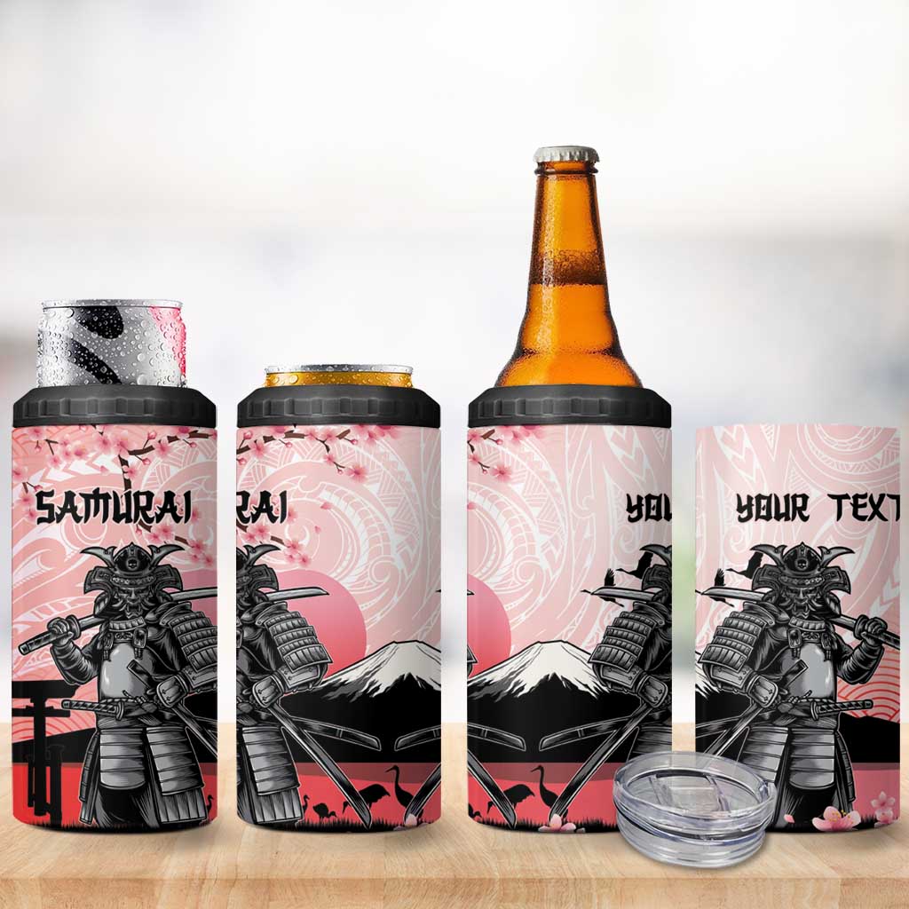Personalised Japan Samurai Warrior 4 in 1 Can Cooler Tumbler Japanese Cherry Blossom Polynesian Pattern LT14 - Polynesian Pride