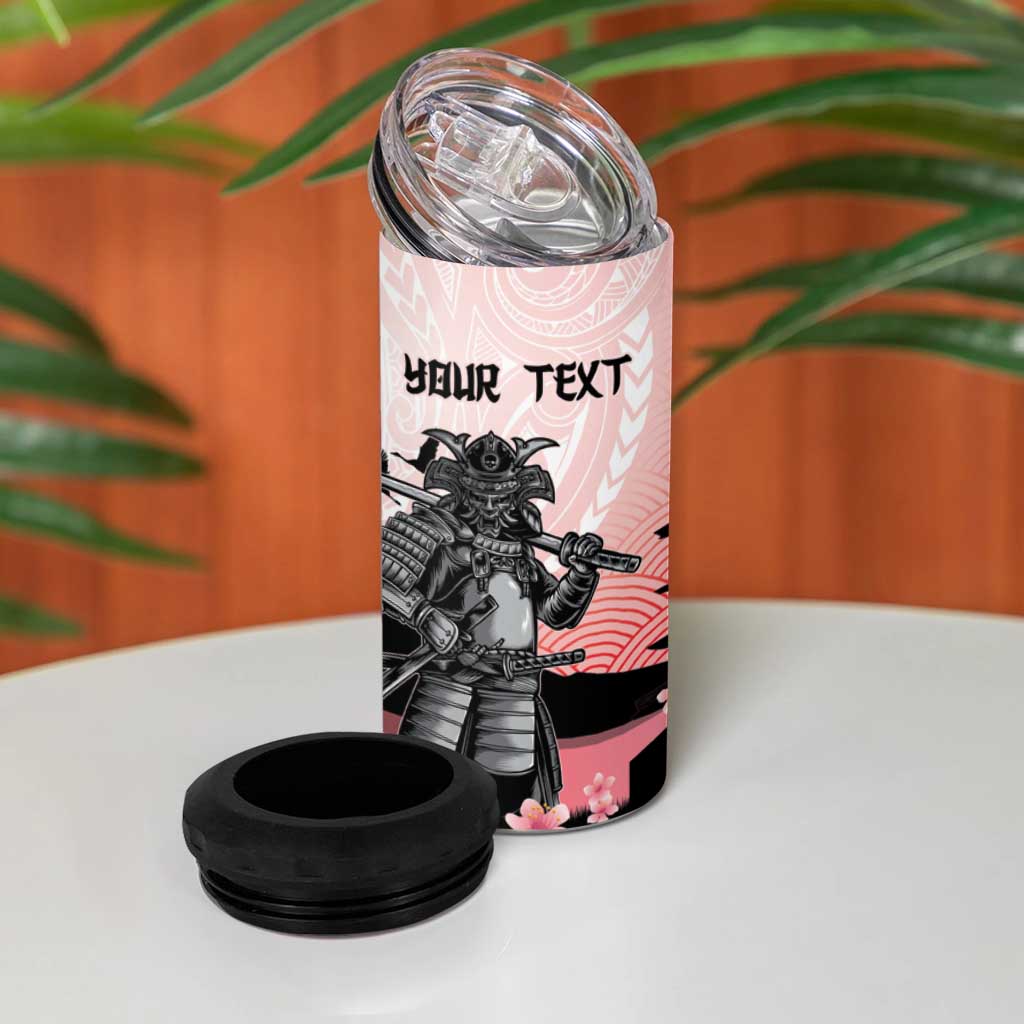 Personalised Japan Samurai Warrior 4 in 1 Can Cooler Tumbler Japanese Cherry Blossom Polynesian Pattern LT14 - Polynesian Pride