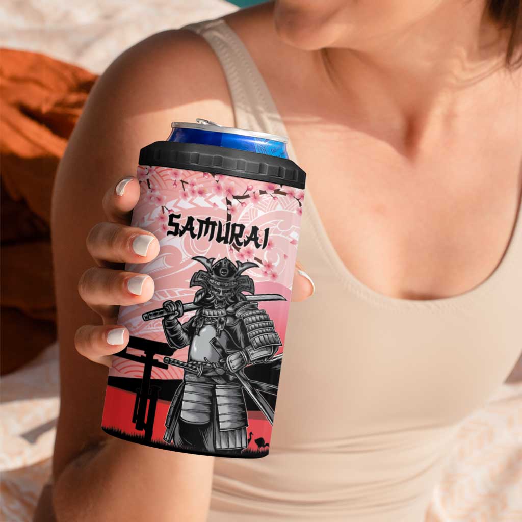 Personalised Japan Samurai Warrior 4 in 1 Can Cooler Tumbler Japanese Cherry Blossom Polynesian Pattern LT14 - Polynesian Pride