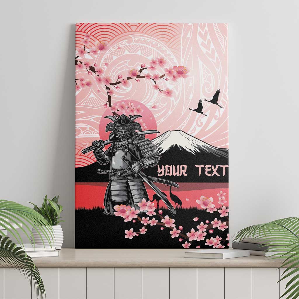 Personalised Japan Samurai Warrior Canvas Wall Art Japanese Cherry Blossom Polynesian Pattern LT14 - Polynesian Pride